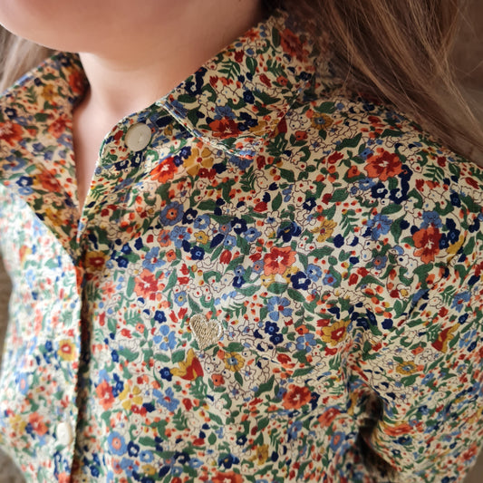 Chemisier fleuri vert - Lise