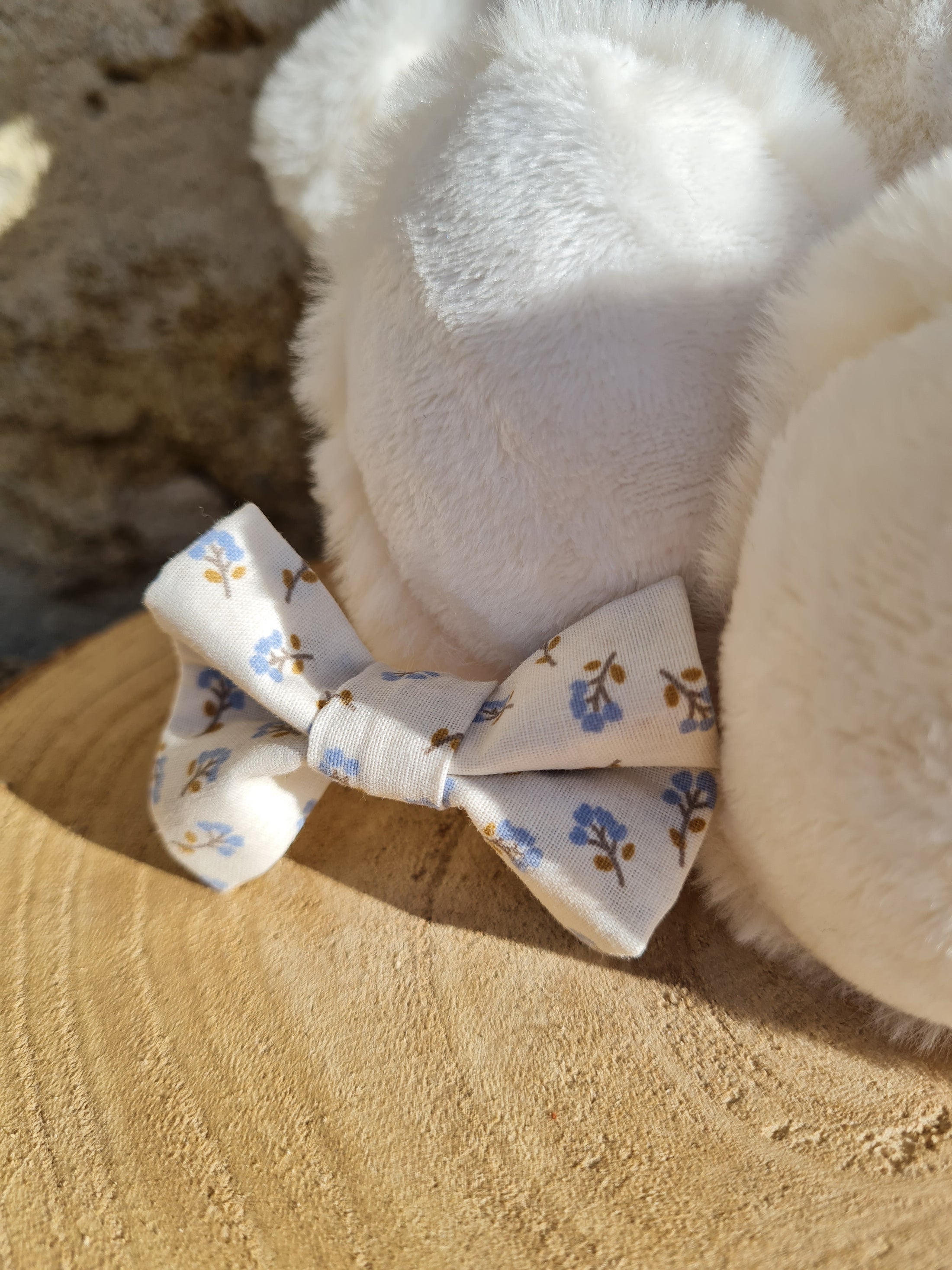 Pince croco nœud fleuri bleu - Elyse (Édition limitée)