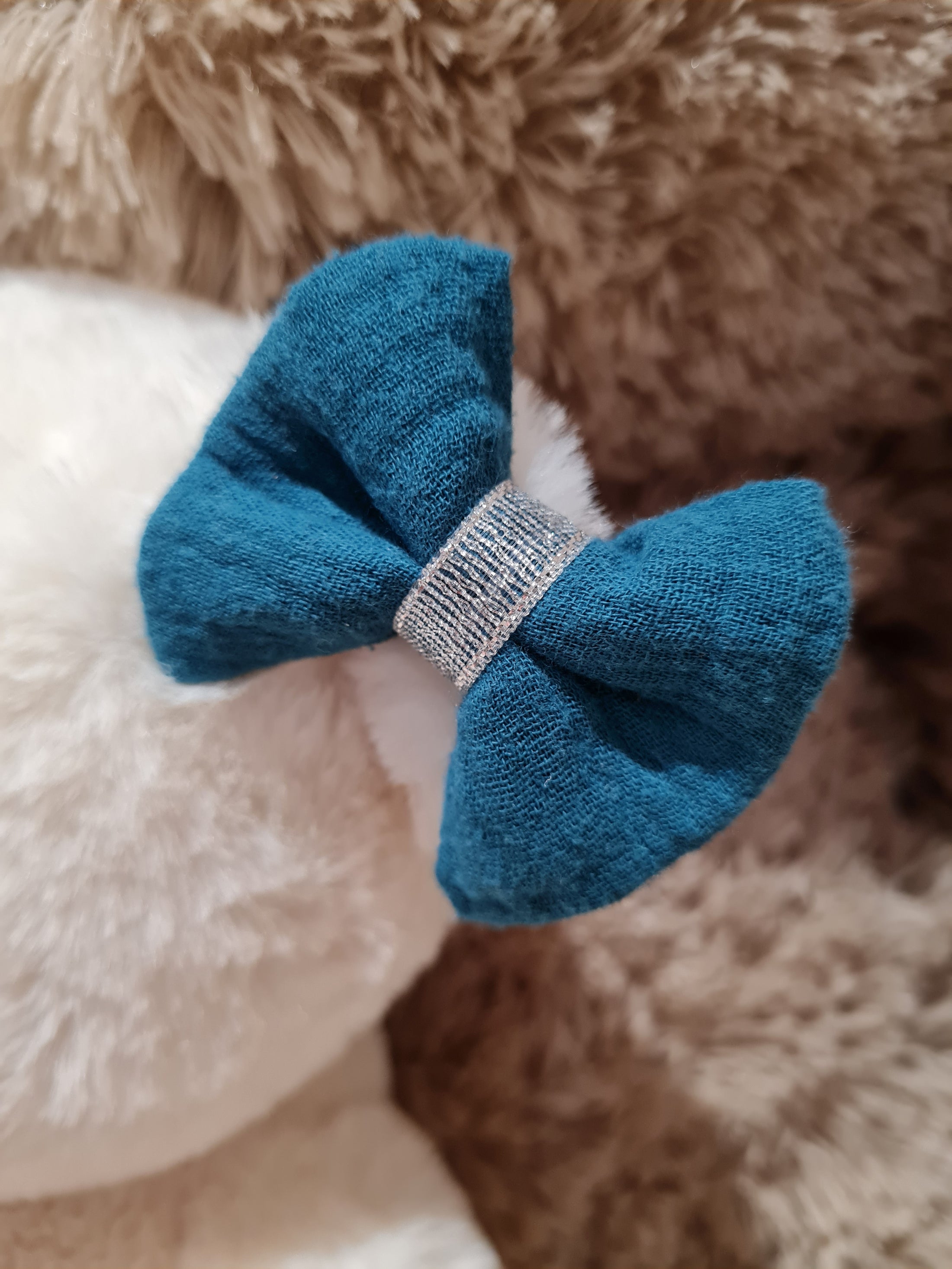 Pince croco Bleu canard/Argenté - Elyse (Édition limitée)