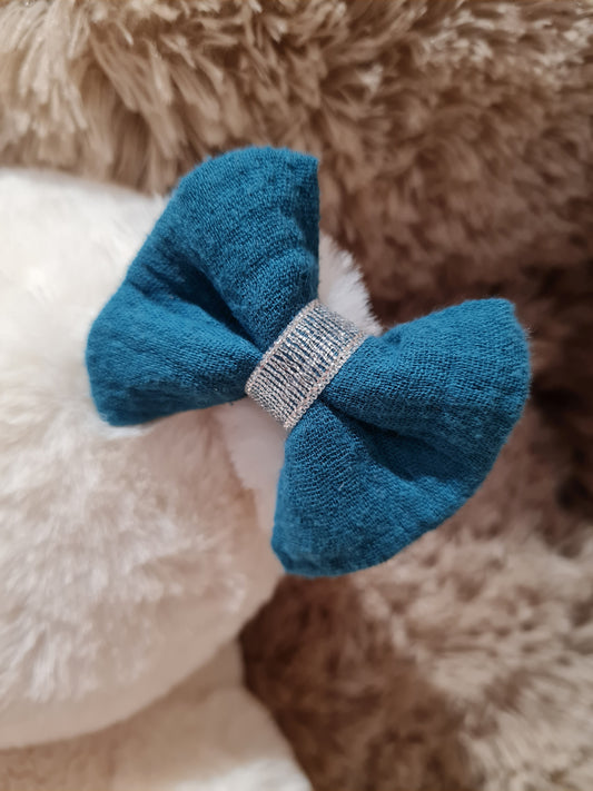 Pince croco Bleu canard/Argenté - Elyse (Édition limitée)