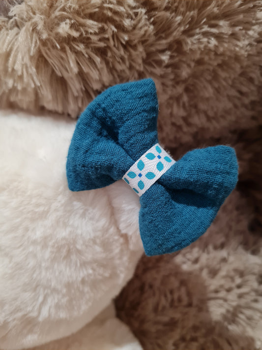 Pince croco Bleu canard/Motif - Elyse (Édition limitée)