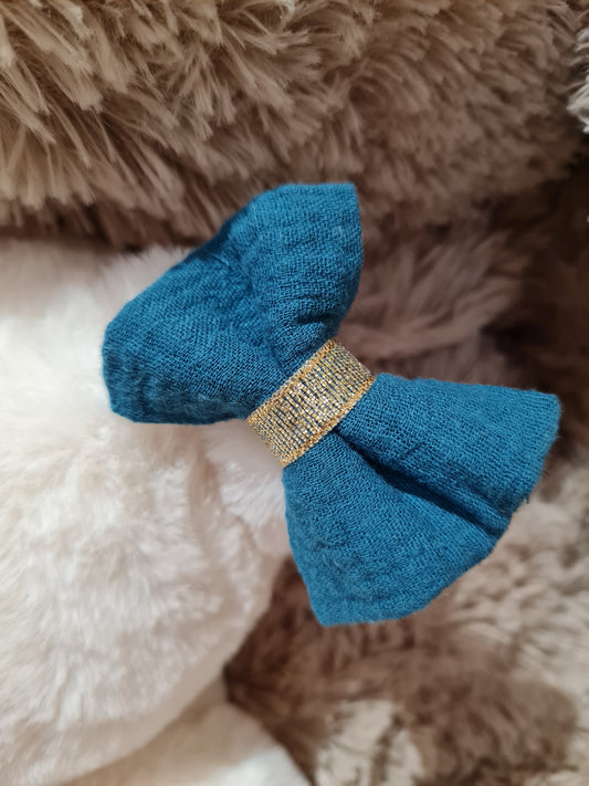 Pince croco Bleu canard/Doré - Elyse (Édition limitée)