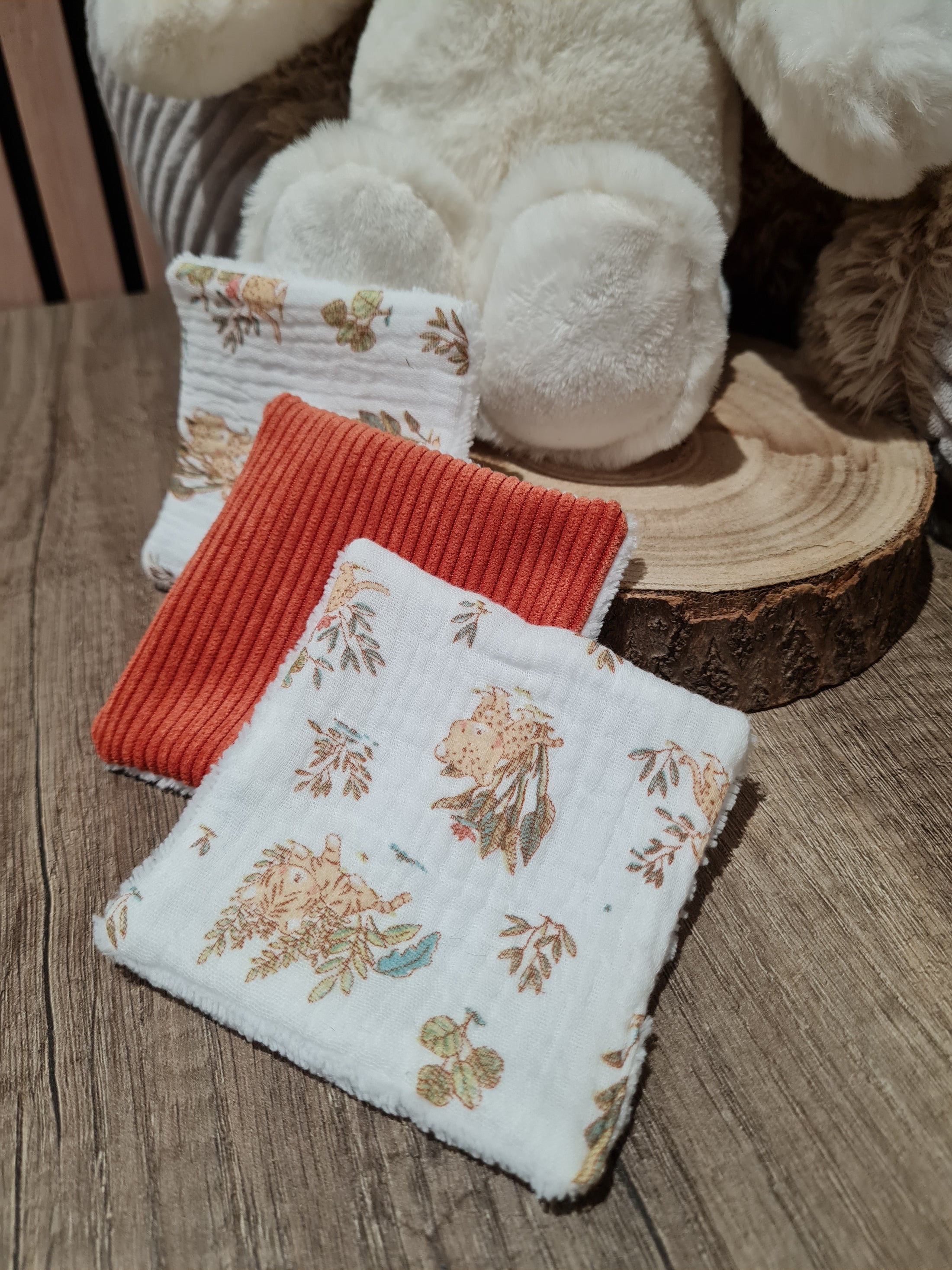 Lot de 3 lingettes lavables Cuivré/Motif - Lyne (Édition limitée)