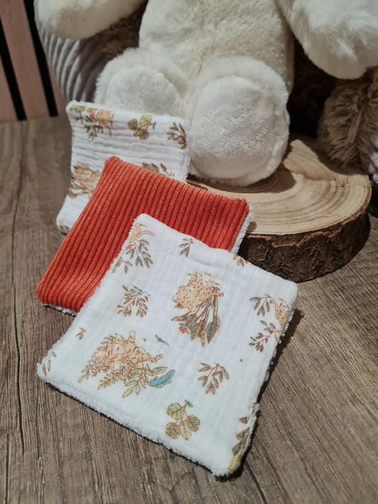 Lot de 3 lingettes lavables Cuivré/Motif - Lyne (Édition limitée)