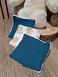 Charger l'image dans la visionneuse de la galerie, Lot de 3 lingettes lavables Bleu canard/Motif - Lyne (Édition limitée)
