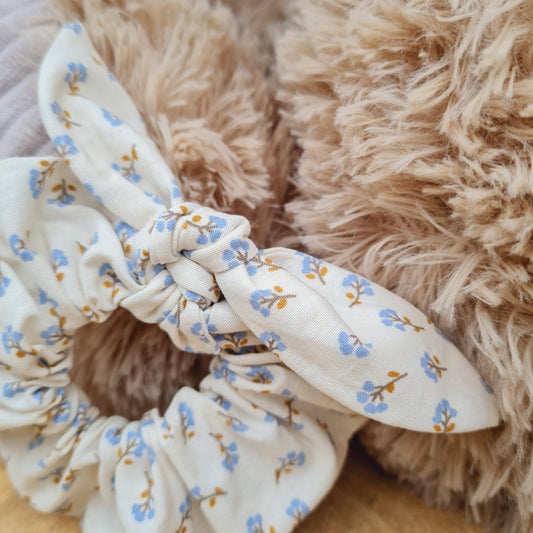 Chouchou foulchie fleuri bleu - Laëtitia (Édition limitée)