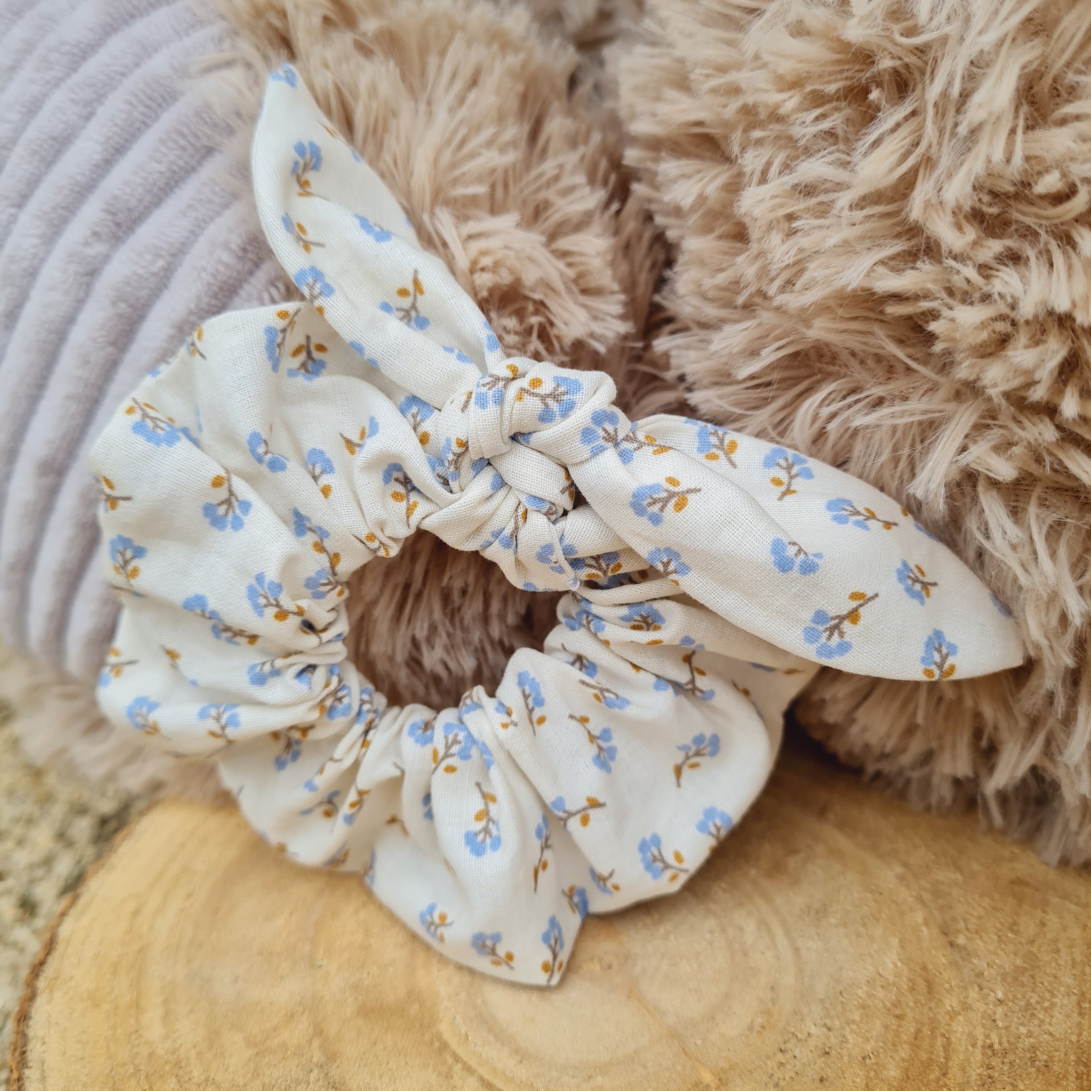 Chouchou foulchie fleuri bleu - Laëtitia (Édition limitée)