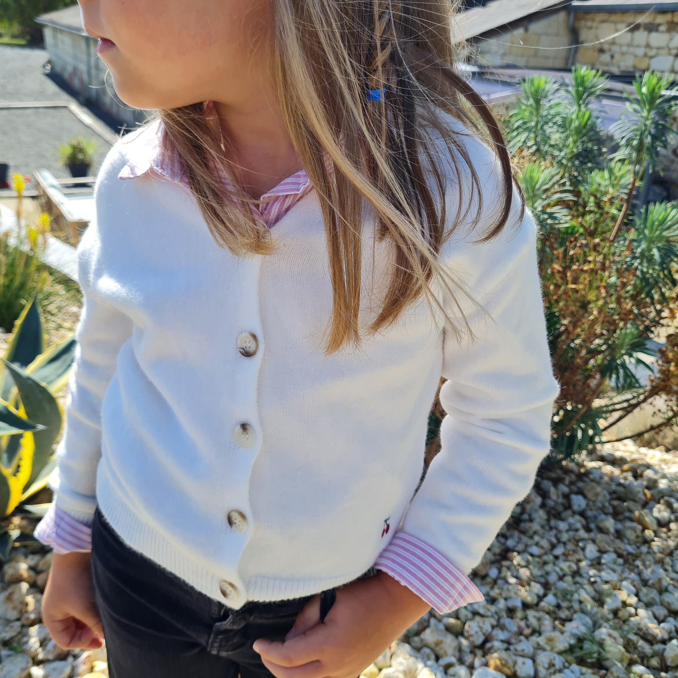 Gilet Cerise Blanc - Léa