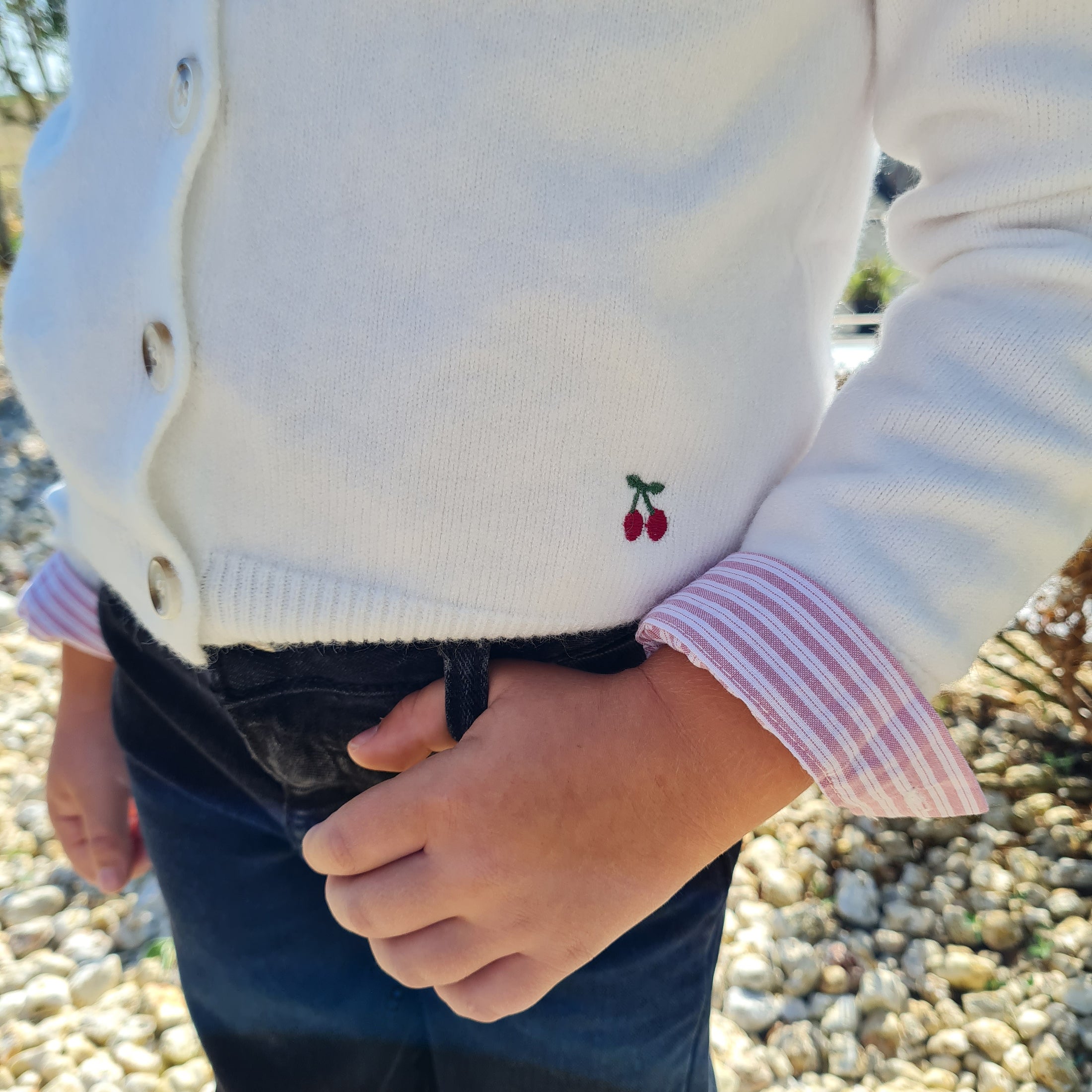 Gilet Cerise Blanc - Léa